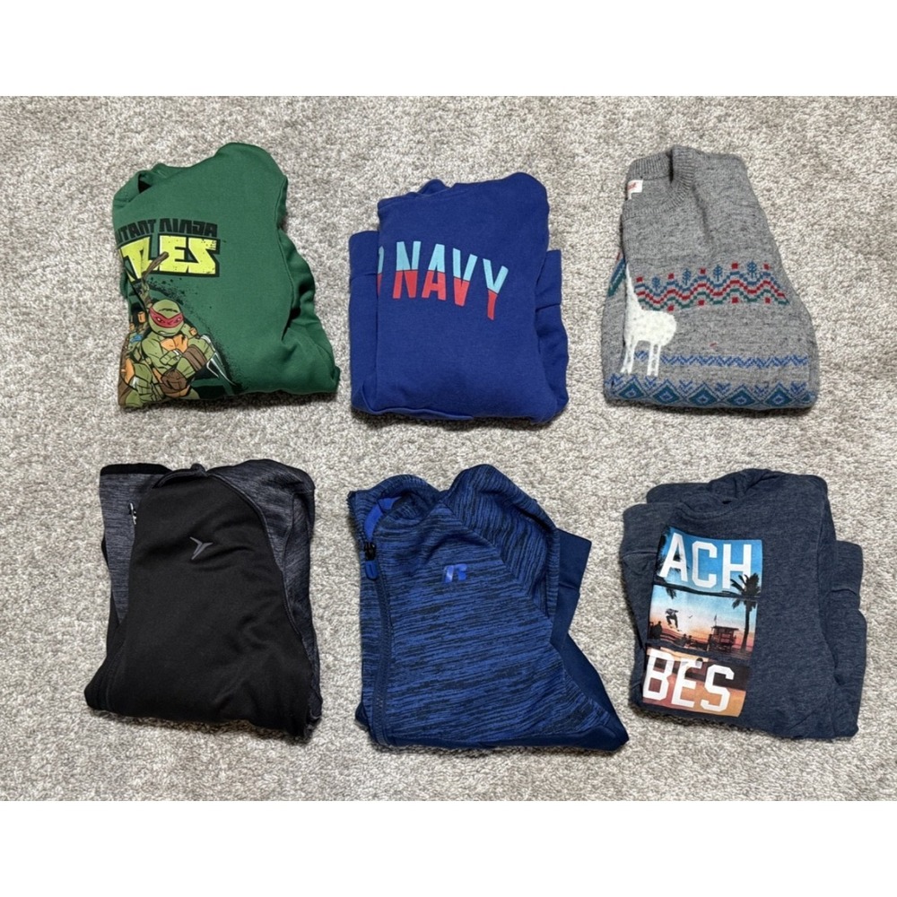 Lot Of 6 Boys Sweatshirt Zip Up Hoodie Ninja Turtles Old Navy Reebok Size 6-7‎